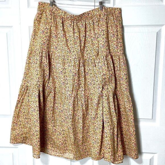 Lane Bryant Floral Maxi Skirt Plus Size 26/28 Flowy High Slit Elastic Waist - Picture 1 of 12